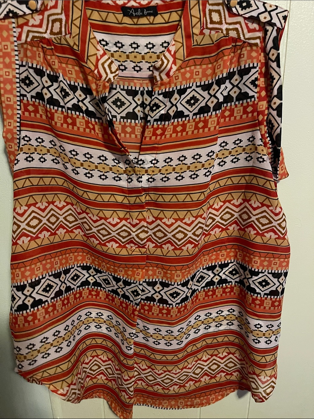 Antilia Femme Multicolor Printed Women's Top - Red, White & Tan